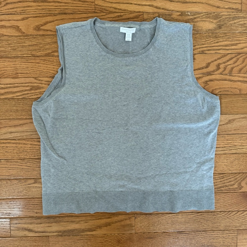 Charter Club Gray Sleeveless Top